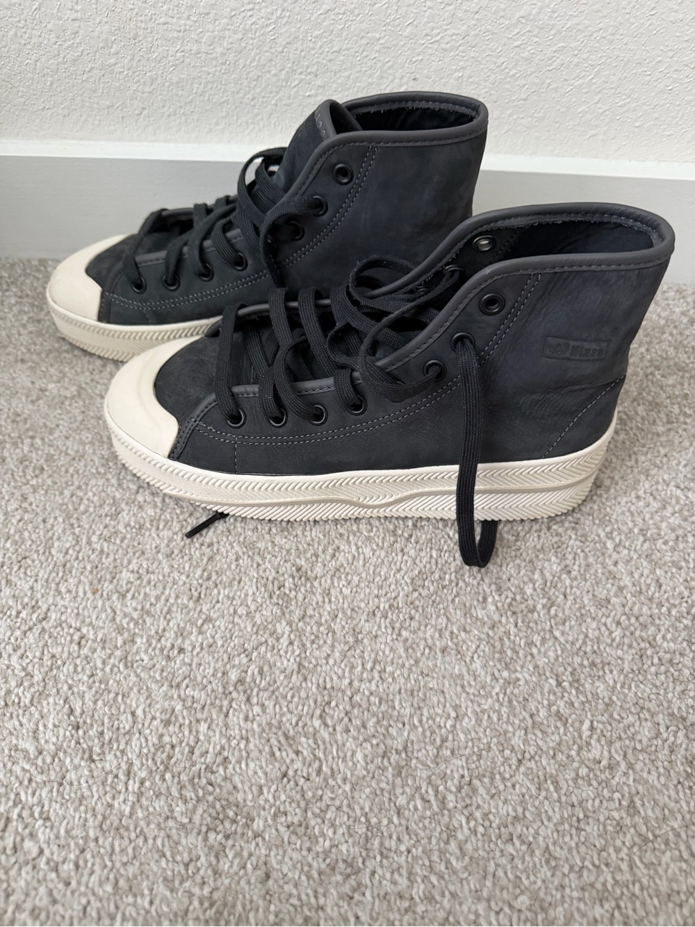 adidas Black High-Top Kids Sneakers with Cream Sole